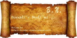 Bondár Noémi névjegykártya